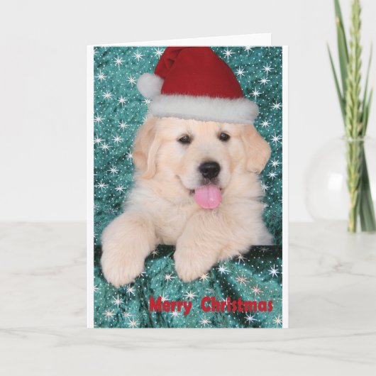 Het Puppy van Kerstmis van het golden retriever Feestdagen Kaart (Voorkant)