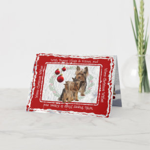 Het Puppy van Kerstmis van Yorkie koestert & kust Feestdagen Kaart