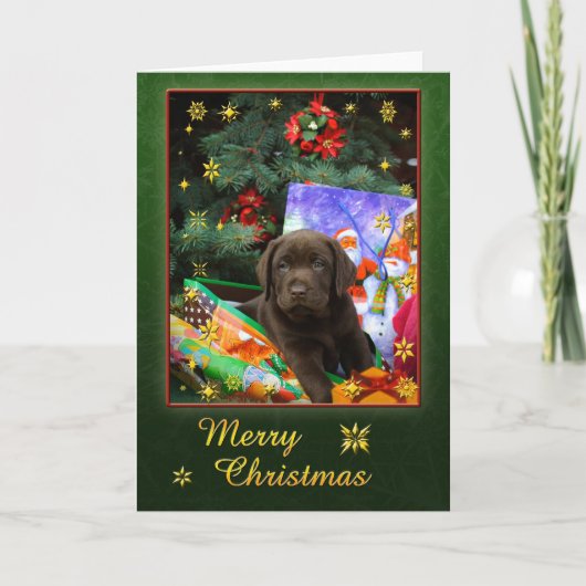 Het puppy van Labrador in Kerstmisstemming Feestdagen Kaart (Voorkant)