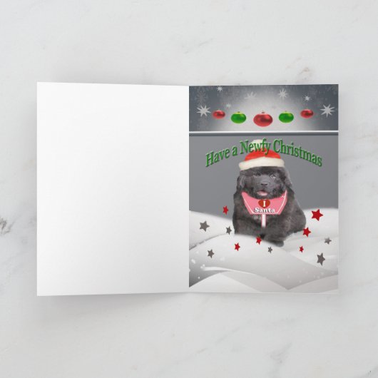 Het "puppy" van Newfoundland Vrolijke Kerstmis Feestdagen Kaart (Binnen)