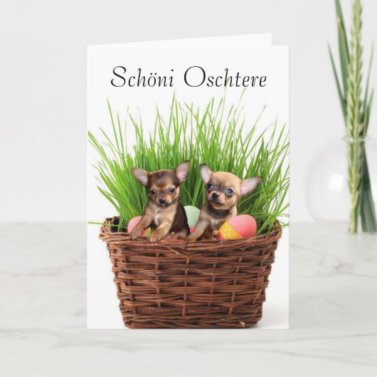 Het "puppy"wenskaart van Pasen Chihuahua Feestdagen Kaart (Voorkant)