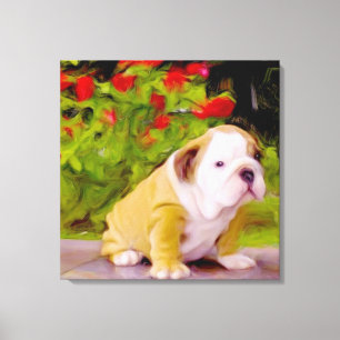 Het puppyart. van de buldog canvas afdruk