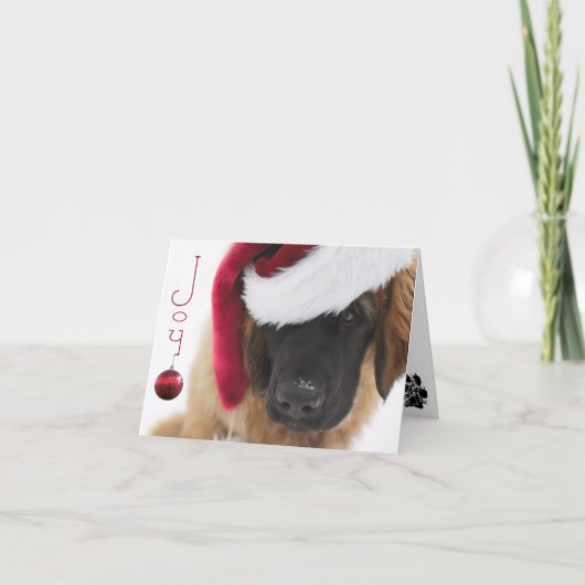 Het puppyKerstmis van Leonberger Feestdagen Kaart (Voorkant)