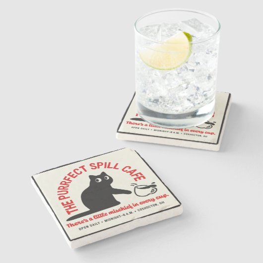 Het Purfect Spill Cafe Stenen Onderzetter (Zijkant)