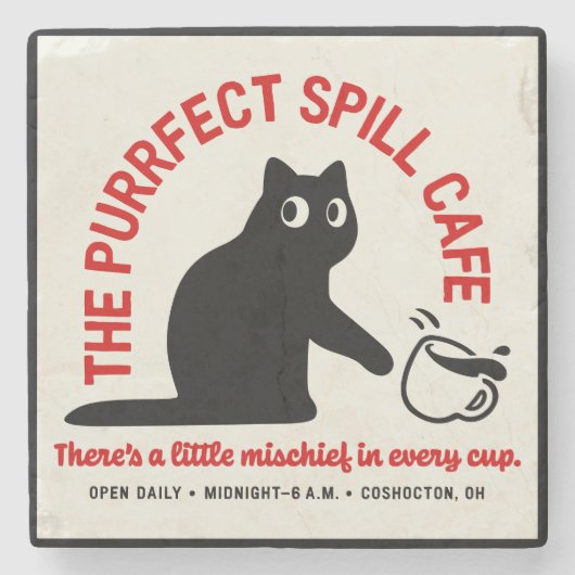 Het Purfect Spill Cafe Stenen Onderzetter (Voorkant)