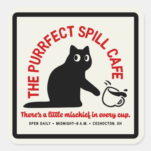Het Purfect Spill Cafe Vierkante Sticker (Voorkant)