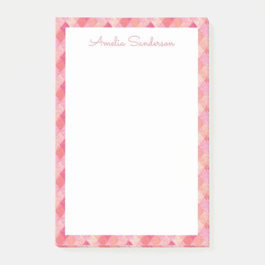 Het Pute Roze Geometrische Grens Personeel Manuscr Post-it® Notes (Voorkant)