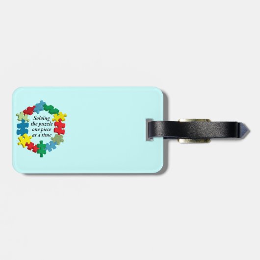 Het Puzzle-Bagagelabel oplossen.. Blauw Bagagelabel (Achterkant horizontaal)