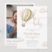 Het QR-code foto baby shower van het hete luchtbal Kaart (Voorkant / Achterkant)