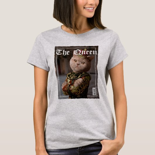 Het Queen Cat Faux Magazine Hoesje T-shirt (Voorkant)