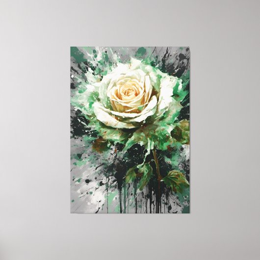 Het raadselachtige witte en groene Roos Canvas Afdruk (Voorkant)