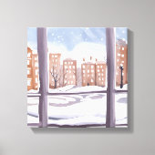 Het raam van Mema | Snowy City Window Painting Canvas Afdruk (Voorkant)