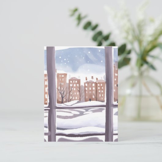 Het raam van Mema | Snowy City Window Painting Kaa (Staand voorkant)