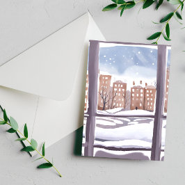 Het raam van Mema | Snowy City Window Painting Kaa