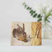 HET RABBIT-Monogram ( Young Hare ) Briefkaart (Staand voorkant)