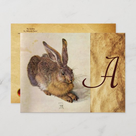 HET RABBIT-Monogram ( Young Hare ) Briefkaart (Voorkant / Achterkant)