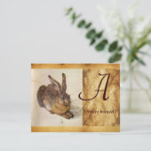 HET RABBIT-Monogram ( Young Hare ) Kaart (Staand voorkant)