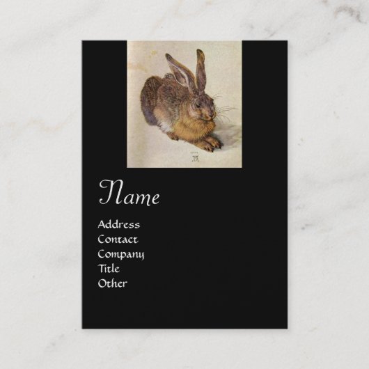 HET RABBIT-Monogram ( Young Hare ), zwart en goud Visitekaartje (Voorkant)