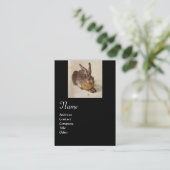 HET RABBIT-Monogram ( Young Hare ), zwart en goud Visitekaartje (Staand voorkant)