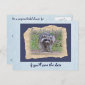 Het Raccoon van Itchin & van Scratchin sparen de D Aankondigingskaart (Voorkant / Achterkant)