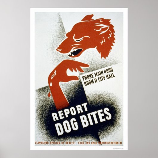 Het Rapport Dog Bites 1941 WPA Poster (Voorkant)