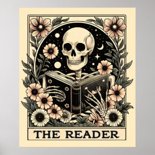 Het Reader Skeleton Tarot Kaart Poster
