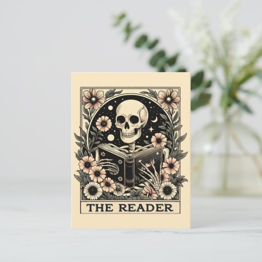 Het Reader Skeleton Tarot Kaart Poster (Staand voorkant)