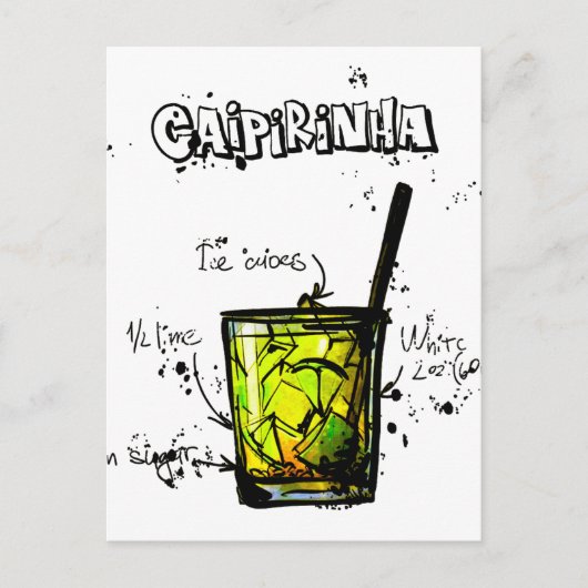 Het Recept Caipirinia van de cocktail Briefkaart (Voorkant)