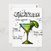 Het Recept van de Cocktail van de kamikaze Briefkaart (Voorkant / Achterkant)