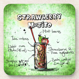 Het Recept van de Drank van Mojito van de aardbei Drankjes Onderzetter