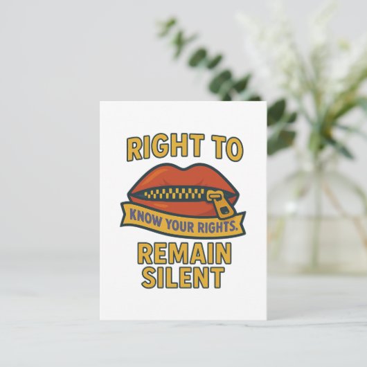 Het recht om te zwijgen: ken je rechten briefkaart (Staand voorkant)