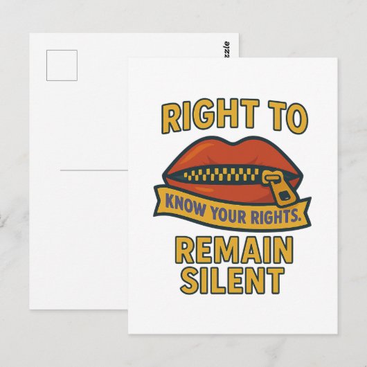 Het recht om te zwijgen: ken je rechten briefkaart (Voorkant / Achterkant)