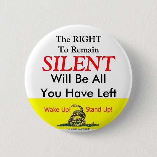 Het recht stilzwijgend te blijven ronde button 5,7 cm (Voorkant)
