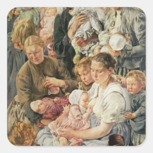 Het rechterdeelvenster Vrouwen uit de leeftijdskla Vierkante Sticker