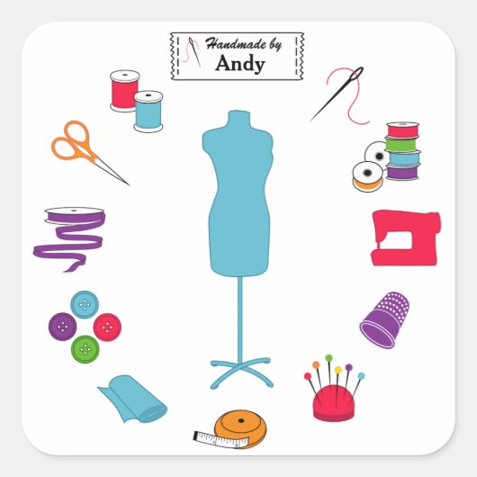 Het rechterlabel naaien aanpassen vierkante sticker (Voorkant)