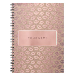 Het rechthoekige Roze nam de Gouden MetaalKus van Notitieboek