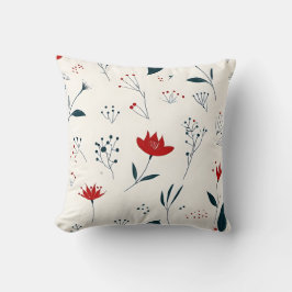 Het Red and Navy Botanical Pattern Sierkussen
