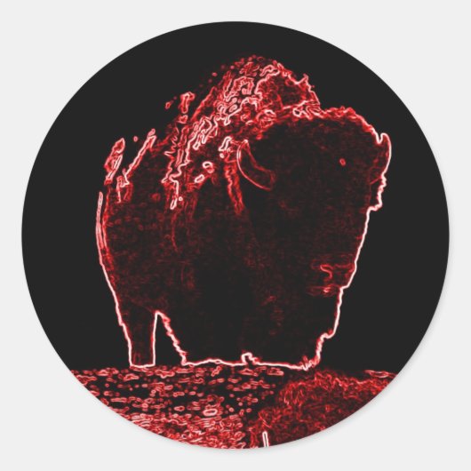 Het Red Buffalo Collectie Ronde Sticker (Voorkant)