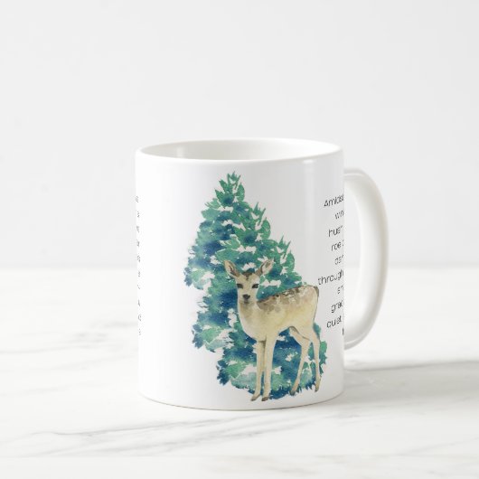 Het ree danst door de sneeuw koffiemok (Voorkant rechts)