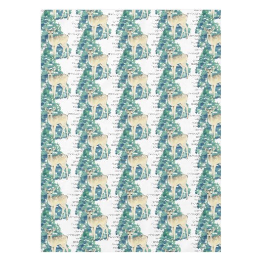 Het ree danst door de sneeuw tafelkleed (Voorkant)