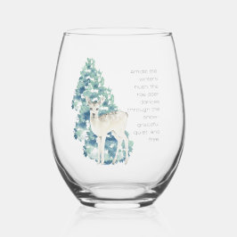 Het ree danst door de sneeuw wijnglas zonder voet