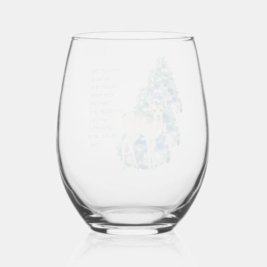 Het ree danst door de sneeuw wijnglas zonder voet (Achterkant)