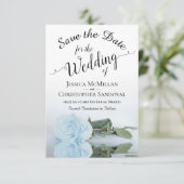 Het reflecteren van een licht donkerblauw Roos Rom Save The Date (Staand voorkant)