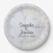 Het reflecteren van witte harten Romantic Wedding Papieren Bordje (Voorkant)