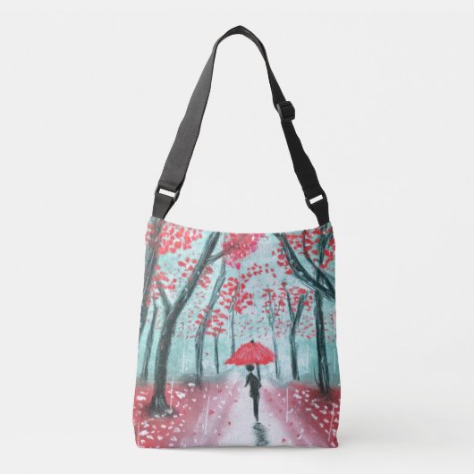 Het regenachtige Menselijke Silhouet van de Weg me Crossbody Tas (Voorkant)