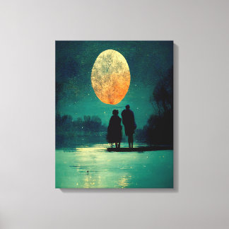 Het regenachtige 'Night Couple' in het bos Canvas Afdruk