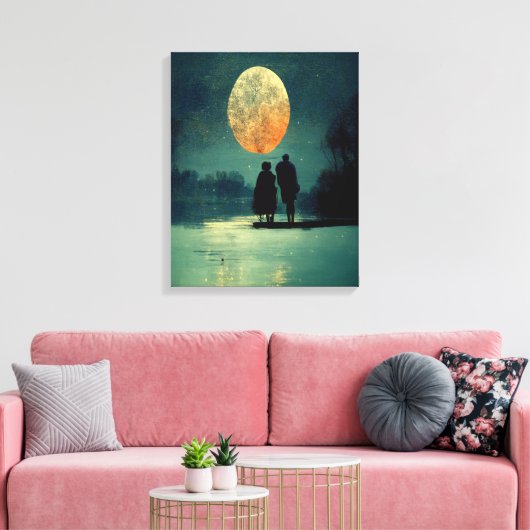Het regenachtige 'Night Couple' in het bos Canvas Afdruk (Insitu (Woonkamer))