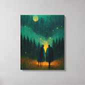 Het regenachtige 'Night Couple' in het bos Canvas Afdruk (Voorkant)