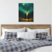 Het regenachtige 'Night Couple' in het bos Canvas Afdruk (Insitu (Slaapkamer))