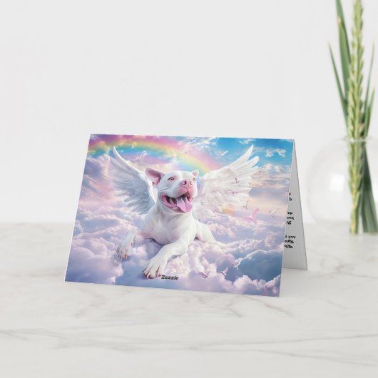 Het Regenboogbrug gedicht, White Angel Dog Feestdagen Kaart (Achterkant)